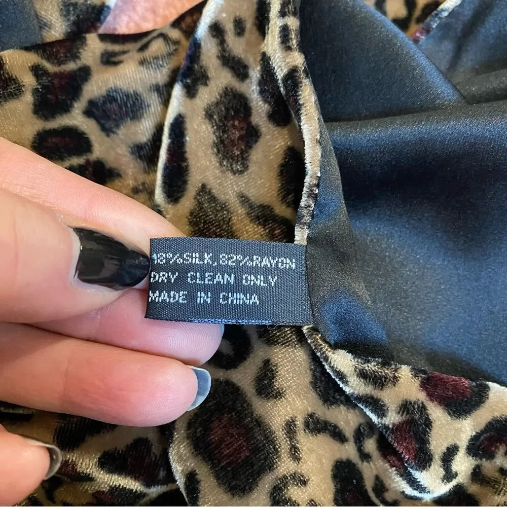 Banjara Velvet Leopard Animal Print Silk Rayon Scarf